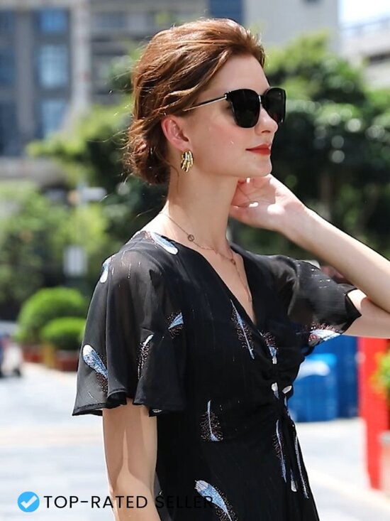 Oversized Square Sunglasses Mirrored Lens Unisex Stylish UV Protection